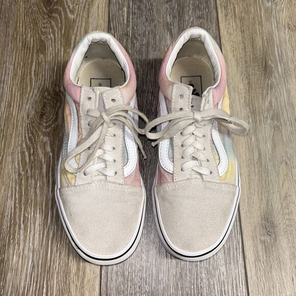 Vans Old Skool Womens US Size 6 Pink White Suede Skate Tie Dye Sneaker Shoes - Picture 4 of 11